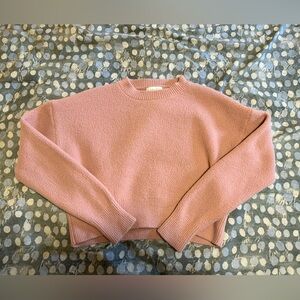 Apricot fuzzy pink cropped sweater